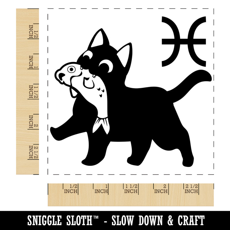 Astrological Cat Pisces Horoscope Zodiac Sign Square Rubber Stamp for Stamping Crafting