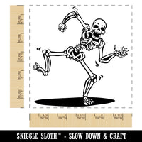 Happy Spooky Dancing Skeleton Bones Square Rubber Stamp for Stamping Crafting