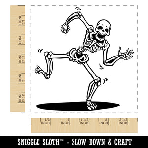 Happy Spooky Dancing Skeleton Bones Square Rubber Stamp for Stamping Crafting