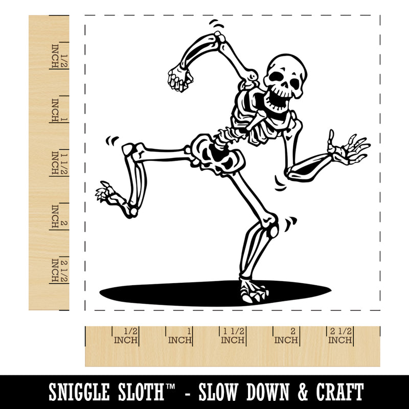 Happy Spooky Dancing Skeleton Bones Square Rubber Stamp for Stamping Crafting