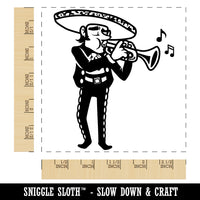 Mariachi Band Man with Spanish Trumpet Square Rubber Stamp for Stamping Crafting