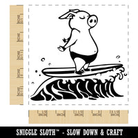 Peaceful Zen Surfer Pig Square Rubber Stamp for Stamping Crafting