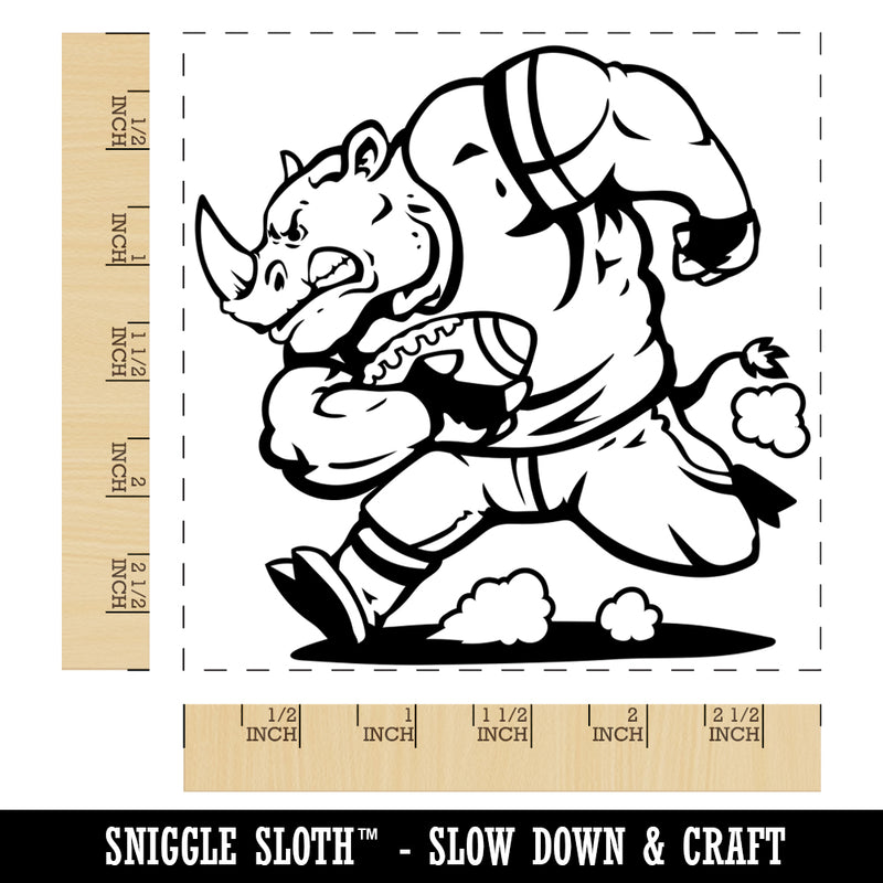 Rampaging Rhino Football Athletic Sports Square Rubber Stamp for Stamping Crafting