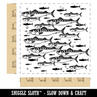 School of Atlantic Mackerel Striped Fish Square Rubber Stamp for Stamping Crafting