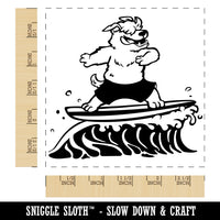 Shaggy Surfer Dog on Wave Square Rubber Stamp for Stamping Crafting