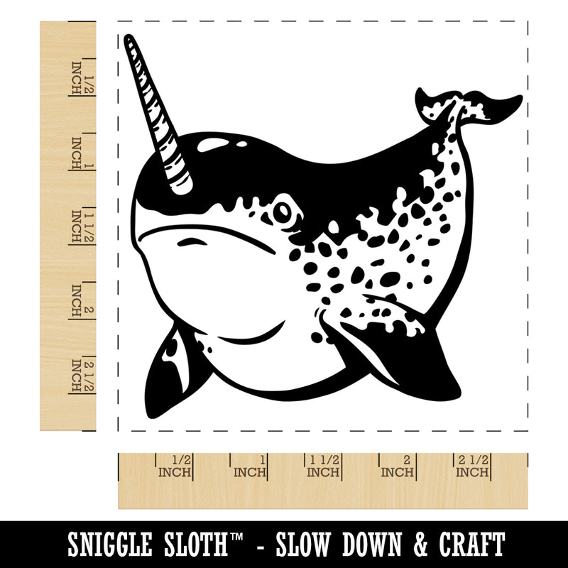 Spotted Narwhal Unicorn of the Sea Square Rubber Stamp for Stamping Crafting