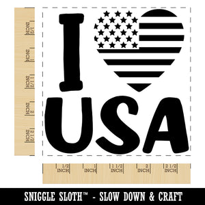 I Heart Flag USA Patriotic Fourth of July Square Rubber Stamp for Stamping Crafting