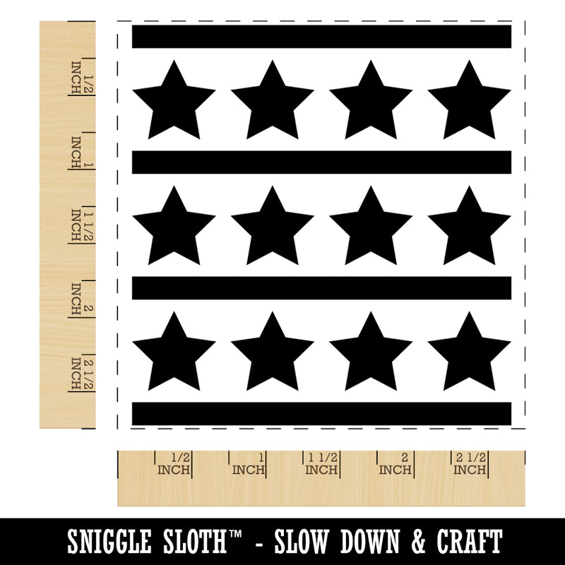 Stars and Stripes Pattern USA Patriotic Square Rubber Stamp for Stamping Crafting