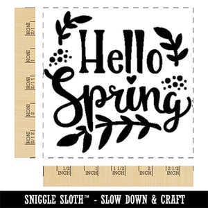 Hello Spring Floral Square Rubber Stamp for Stamping Crafting