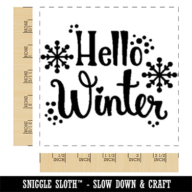 Hello Winter Snowflakes Square Rubber Stamp for Stamping Crafting