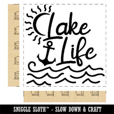 Lake Life with Anchor Square Rubber Stamp for Stamping Crafting