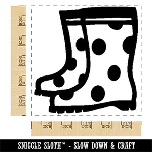 Adorable Summer Polka Dot Rain Boots Square Rubber Stamp for Stamping Crafting