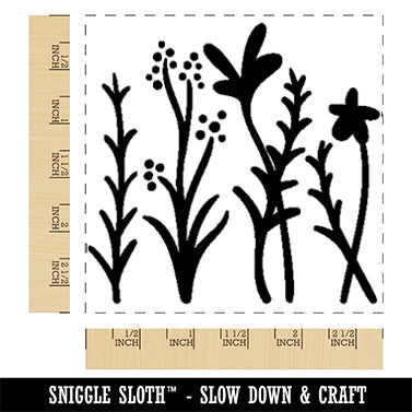 Adorable Summer Wildflowers for Repeating Pattern Square Rubber Stamp for Stamping Crafting