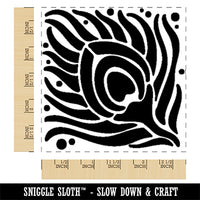 Artsy Peacock Feather Square Square Rubber Stamp for Stamping Crafting