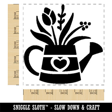 Charming Water Can with Spring Summer Flowers Gardening Square Rubber Stamp for Stamping Crafting