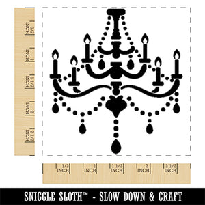 Elegant Candle Chandelier Square Rubber Stamp for Stamping Crafting