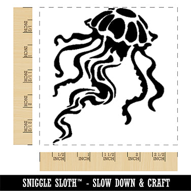 Elegant Compass Jellyfish Floating in the Ocean Square Rubber Stamp for Stamping Crafting