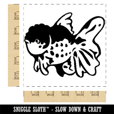 Fancy Lionhead Goldfish Aquarium Pet Square Rubber Stamp for Stamping Crafting