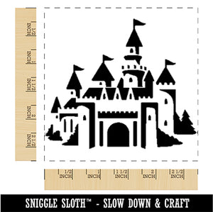 Fantasy Fairytale Castle with Towers Square Rubber Stamp for Stamping Crafting