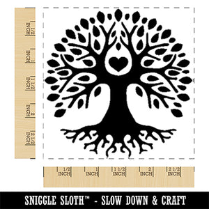 Tree of Life with Heart in Branches Square Rubber Stamp for Stamping Crafting