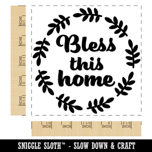 Bless This Home in Wreath Square Rubber Stamp for Stamping Crafting