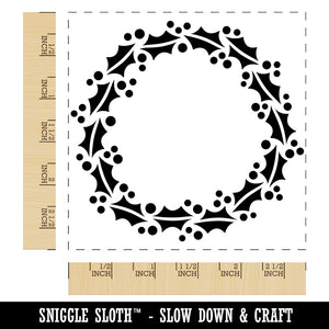 Holly and Berries Wreath Christmas Square Rubber Stamp for Stamping Crafting