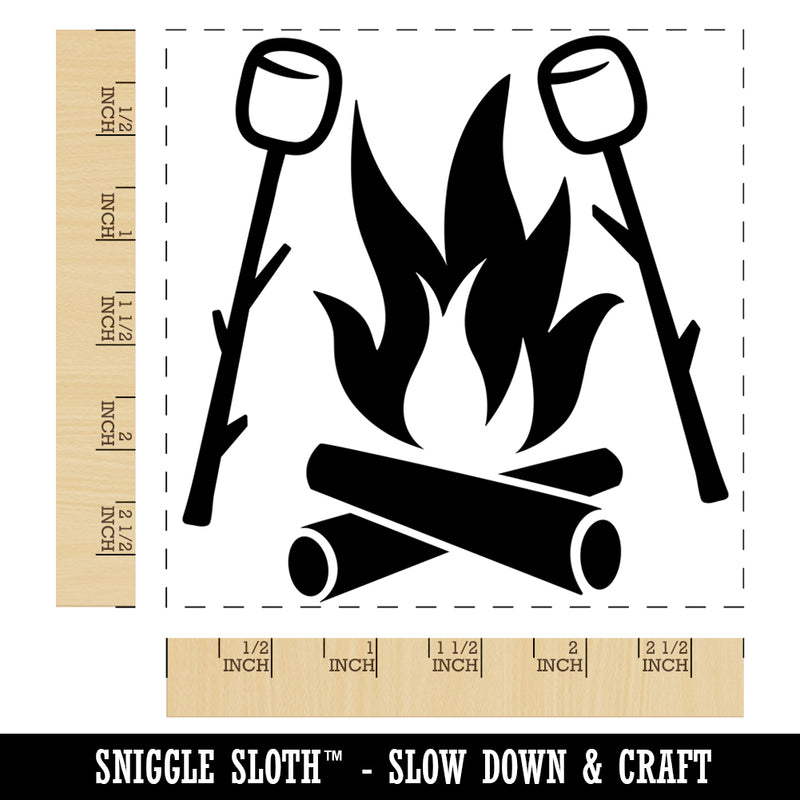 Roasting Marshmallows S'mores Camping Hiking Square Rubber Stamp for Stamping Crafting
