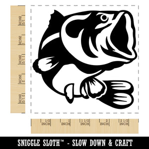 Jumping Largemouth Bass Fish Square Rubber Stamp for Stamping Crafting