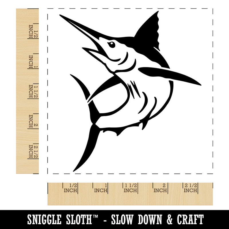 Jumping Marlin Fish Square Rubber Stamp for Stamping Crafting