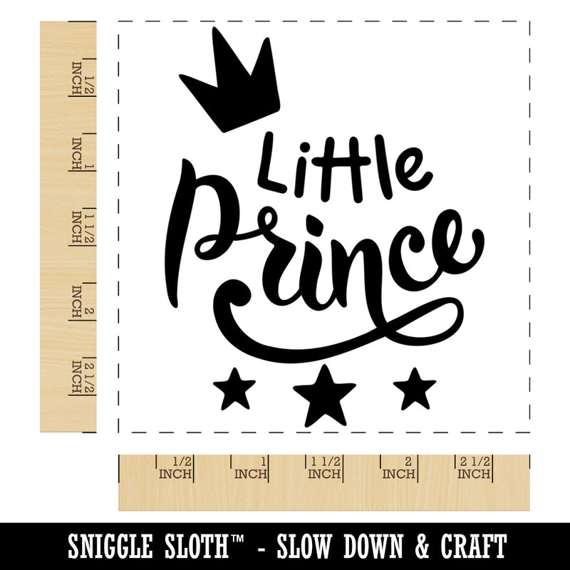 Little Prince Cursive with Crown and Stars Square Rubber Stamp for Stamping Crafting