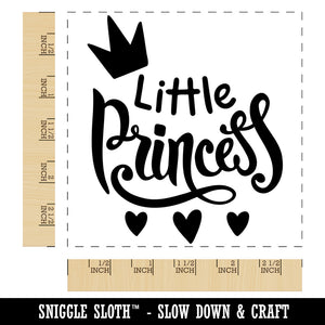 Little Princess Cursive with Crown and Hearts Square Rubber Stamp for Stamping Crafting