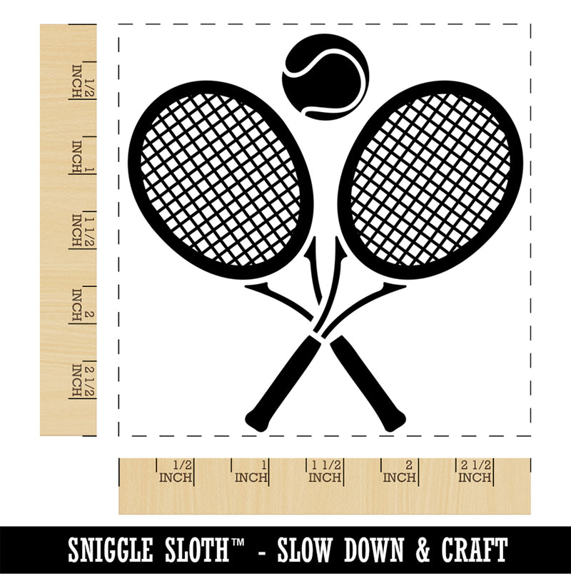 Tennis Rackets Crossed Ball Racquet Sports Square Rubber Stamp for Stamping Crafting