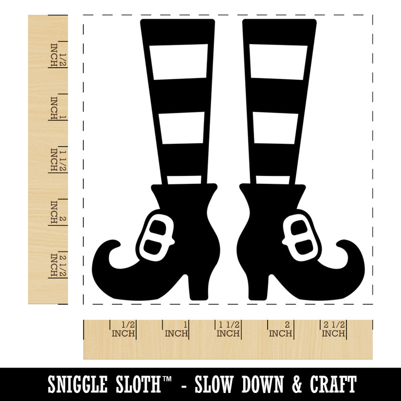 Witch Shoes Striped Stockings Halloween Square Rubber Stamp for Stamping Crafting