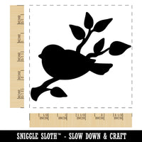 Bird Sitting on a Tree Branch Square Rubber Stamp for Stamping Crafting