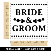 Bride & Groom Heart Leaf Details Square Rubber Stamp for Stamping Crafting