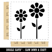 Daisy Flower Pair Square Rubber Stamp for Stamping Crafting