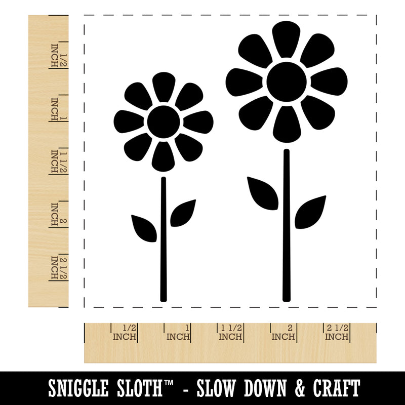 Daisy Flower Pair Square Rubber Stamp for Stamping Crafting