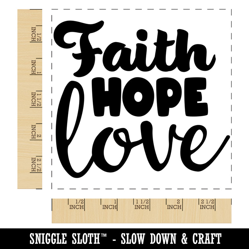 Faith Hope Love Square Rubber Stamp for Stamping Crafting