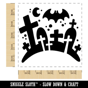 Halloween Graveyard Cemetery Tombstones Square Rubber Stamp for Stamping Crafting