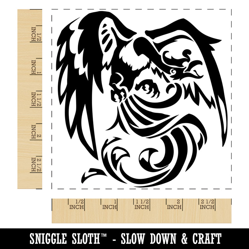 Asian Phoenix Fenghuang Chinese Mythological Creature Square Rubber Stamp for Stamping Crafting