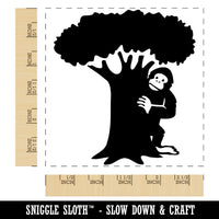 Bigfoot Sasquatch Hiding Behind Tree Square Rubber Stamp for Stamping Crafting