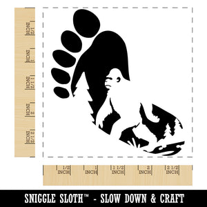 Bigfoot Sasquatch Silhouette in Footprint Square Rubber Stamp for Stamping Crafting