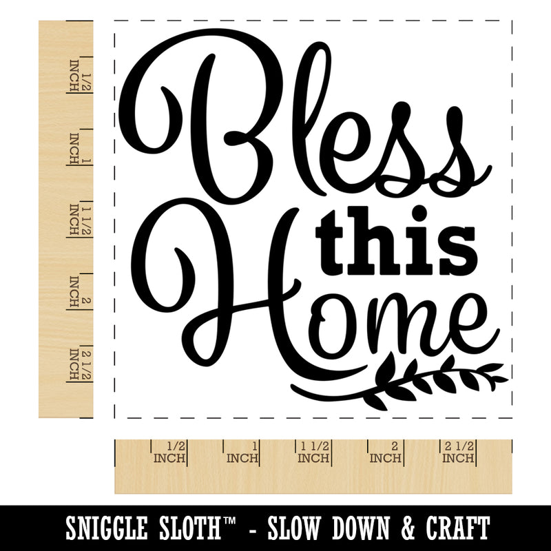 Bless this Home House with Branch Square Rubber Stamp for Stamping Crafting