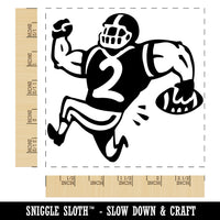 Cartoon American Football Player Running with Ball Square Rubber Stamp for Stamping Crafting