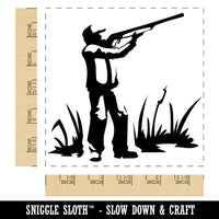 Duck Hunter with Hunting Rifle Square Rubber Stamp for Stamping Crafting