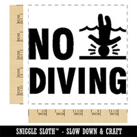 No Diving Swimming Head Injury Square Rubber Stamp for Stamping Crafting