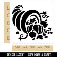 Thanksgiving Holiday Harvest Cornucopia with Apples and Pumpkins Square Rubber Stamp for Stamping Crafting