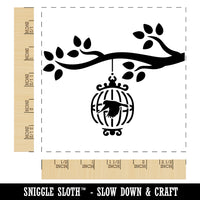 Bird Cage on Tree Branch Square Rubber Stamp for Stamping Crafting