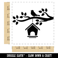 Bird House on Tree Branch Square Rubber Stamp for Stamping Crafting