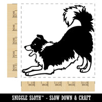 Border Collie Dog Play Bow Square Rubber Stamp for Stamping Crafting